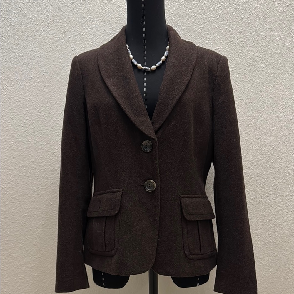 Eddie Bauer Brown Blazer Tailored Wool-Blend Jacket